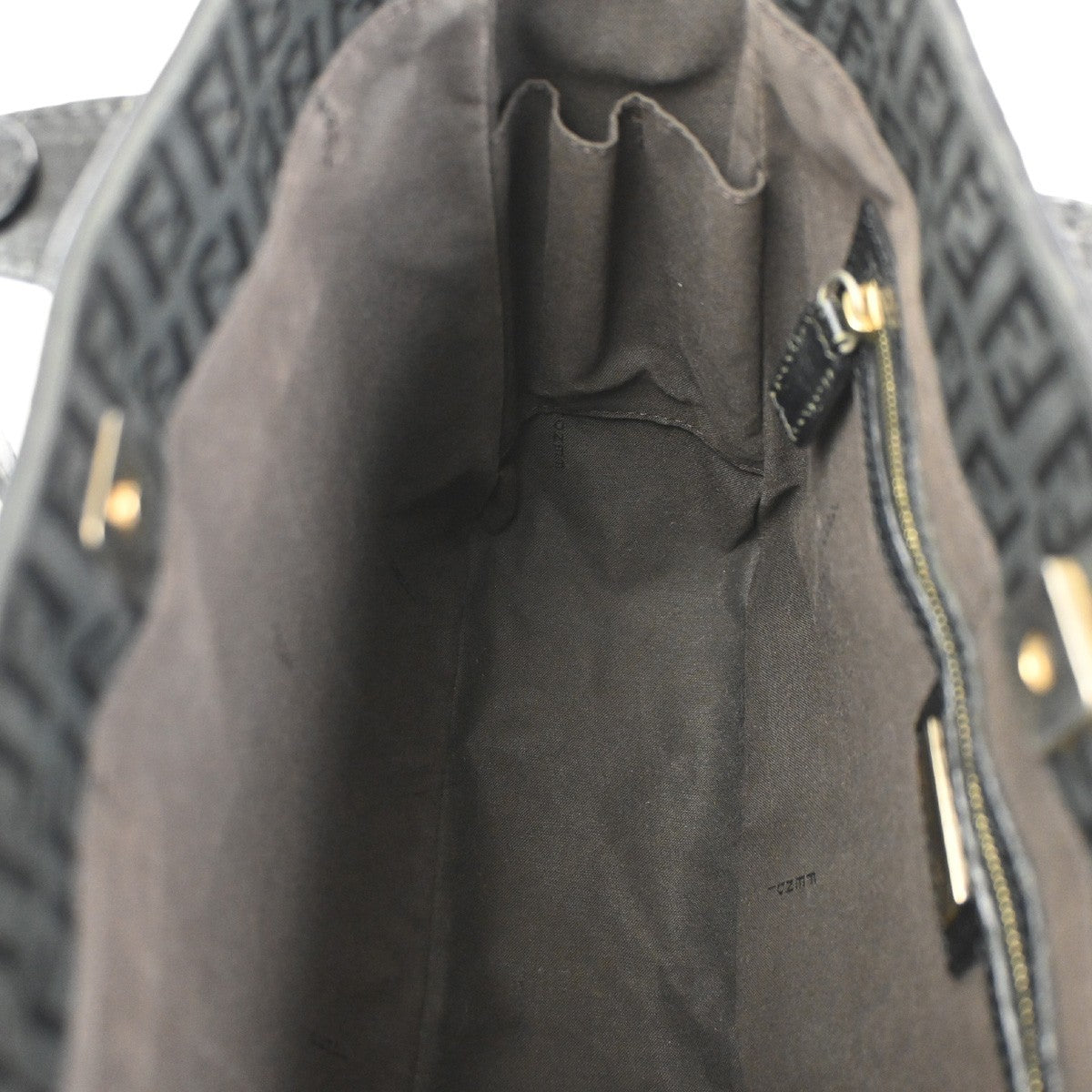 FENDI Logo Zucchino Hand Tote Bag Canvas Leather Black GHW Italy 96CA964
