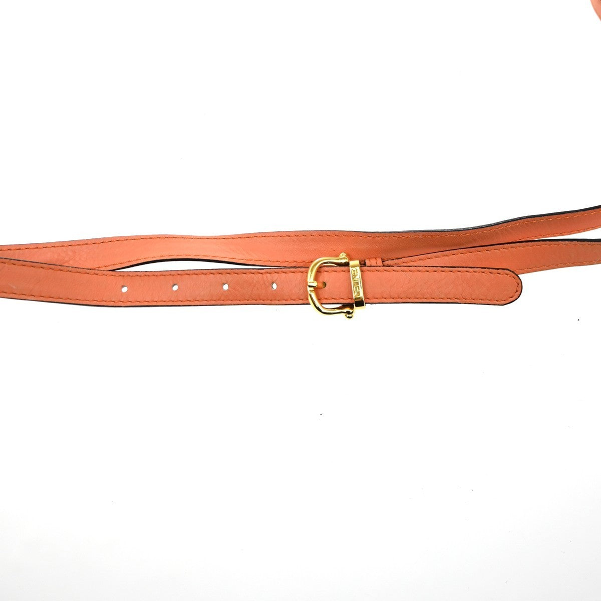 CELINE Logo Flap Crossbody Shoulder Bag Leather Orange GHW Italy 32KC449