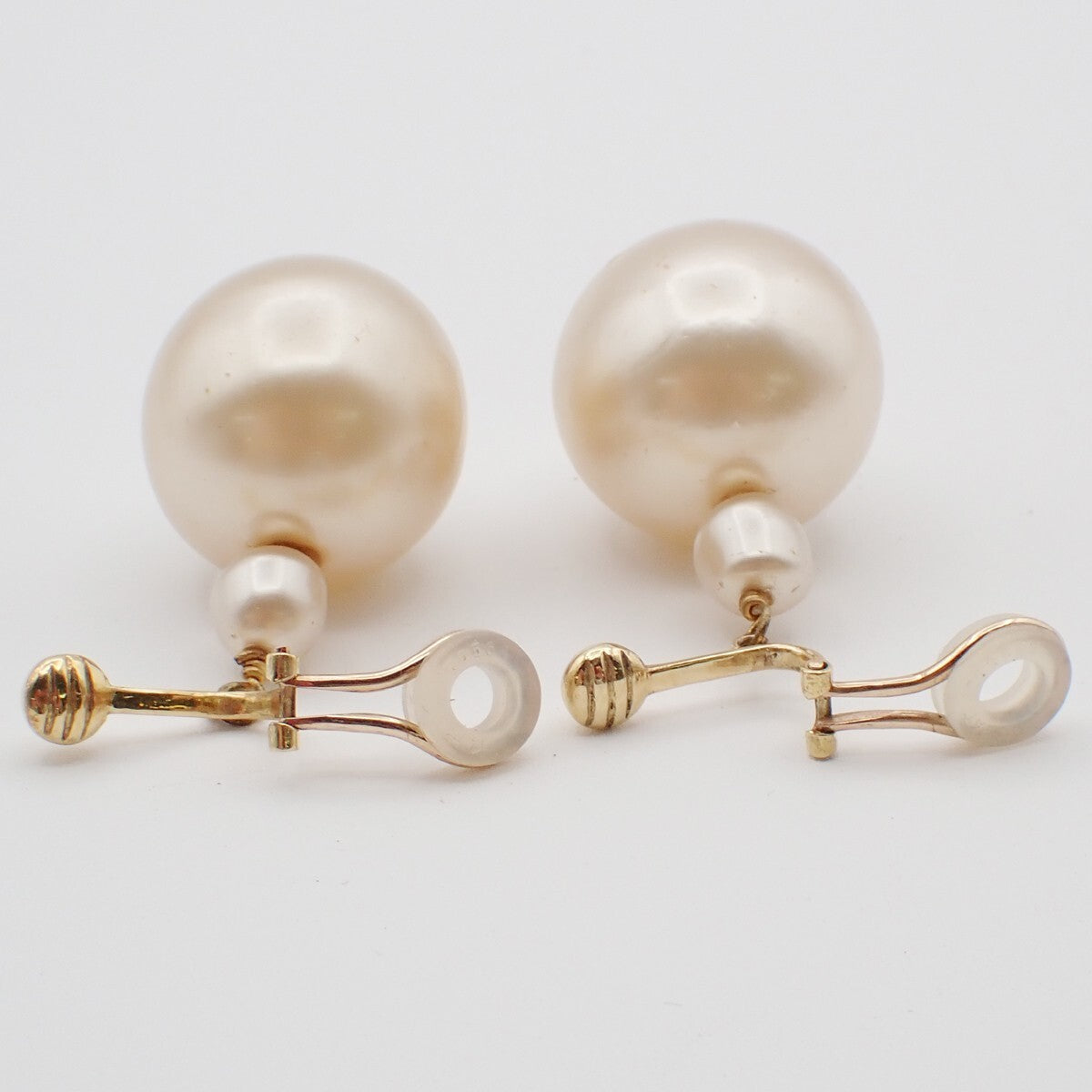 CHANEL CC Logo Imitation Pearl Dangle Drop Earrings Clip-On White GHW 36RF369