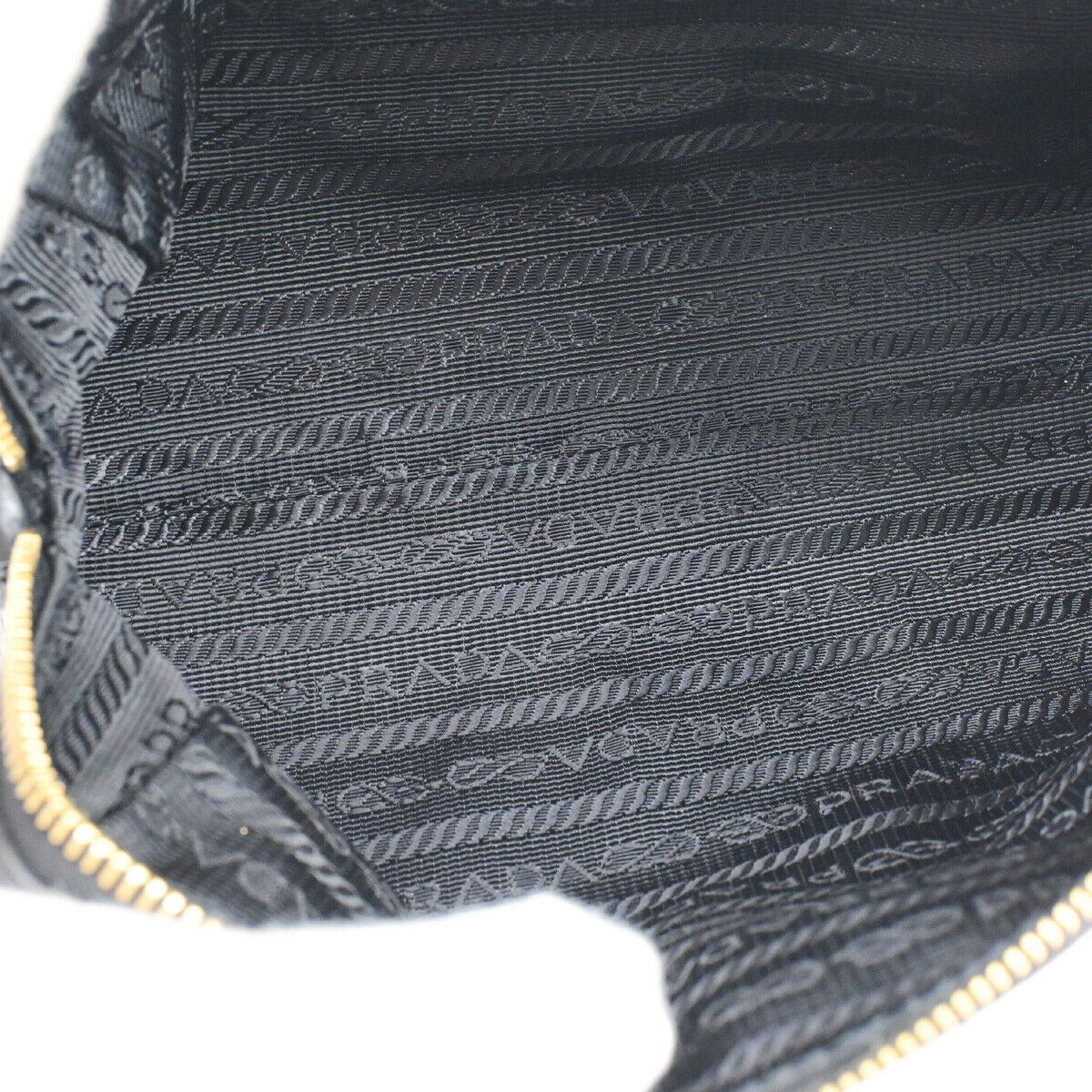 PRADA Logo Cosmetic Pouch VITTELO DAINO Leather Black GHW 32SJ082
