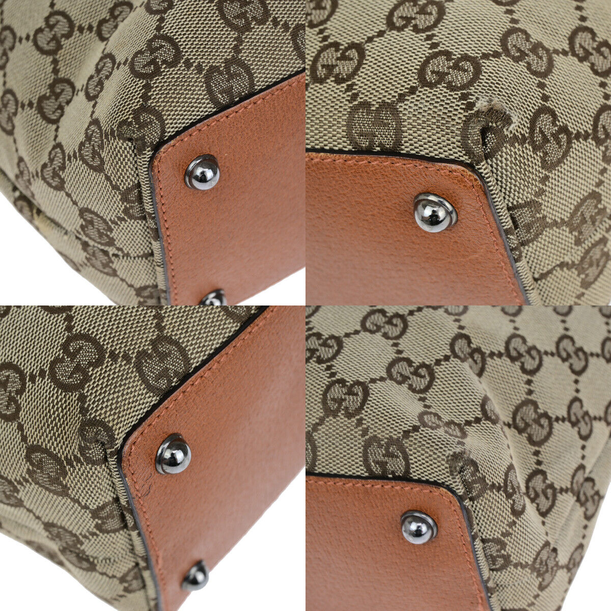 GUCCI Logo GG Pattern Shoulder Bag Canvas Leather Brown Orange SHW Italy 36YF524
