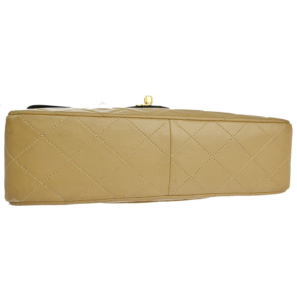 CHANEL CC Matelasse Chain Shoulder Bag Leather Beige Black GHW Vintage 318RJ663