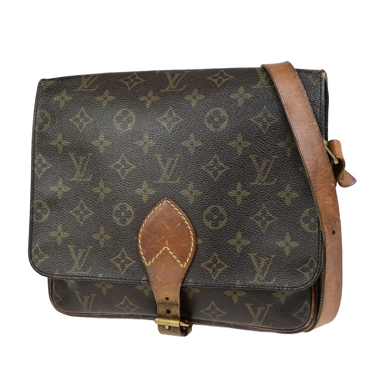 LOUIS VUITTON Cartouchiere GM Shoulder Bag Monogram Leather Brown M51252 64FB308