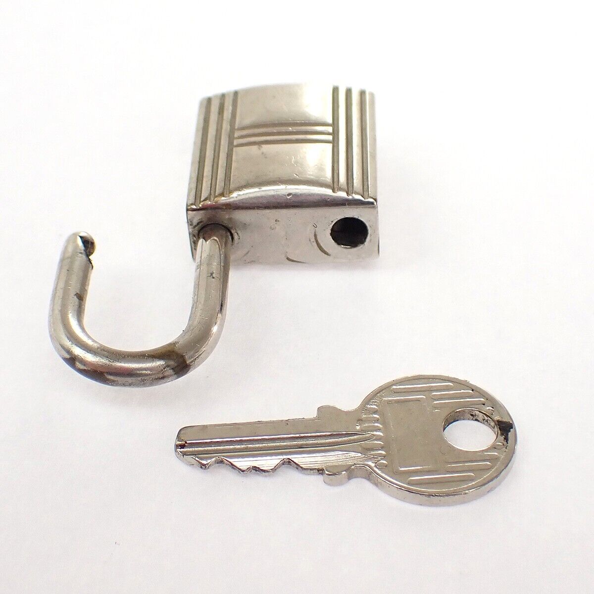 HERMES Logo 10 Set Cadena Padlock Key Bag Charm Silver-plated Accessroy 31YE908
