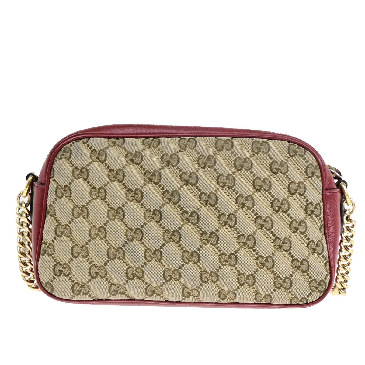 GUCCI Logo Marmont GG Pattern Chain Shoulder Bag Canvas Leather BN RD 600RJ991