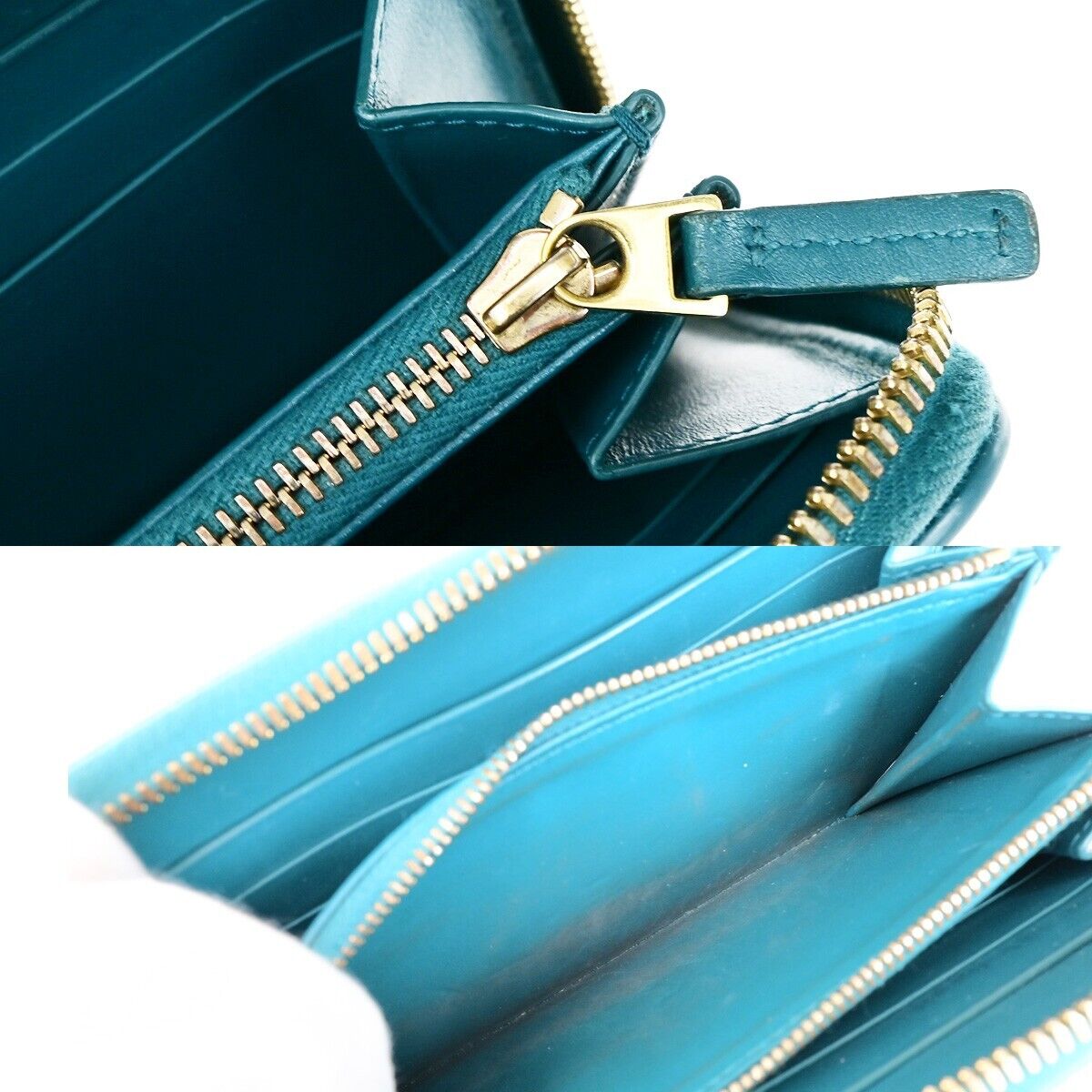 BOTTEGA VENETA Intrecciato Zipper Around Long Wallet Leather Green GHW 63EC896