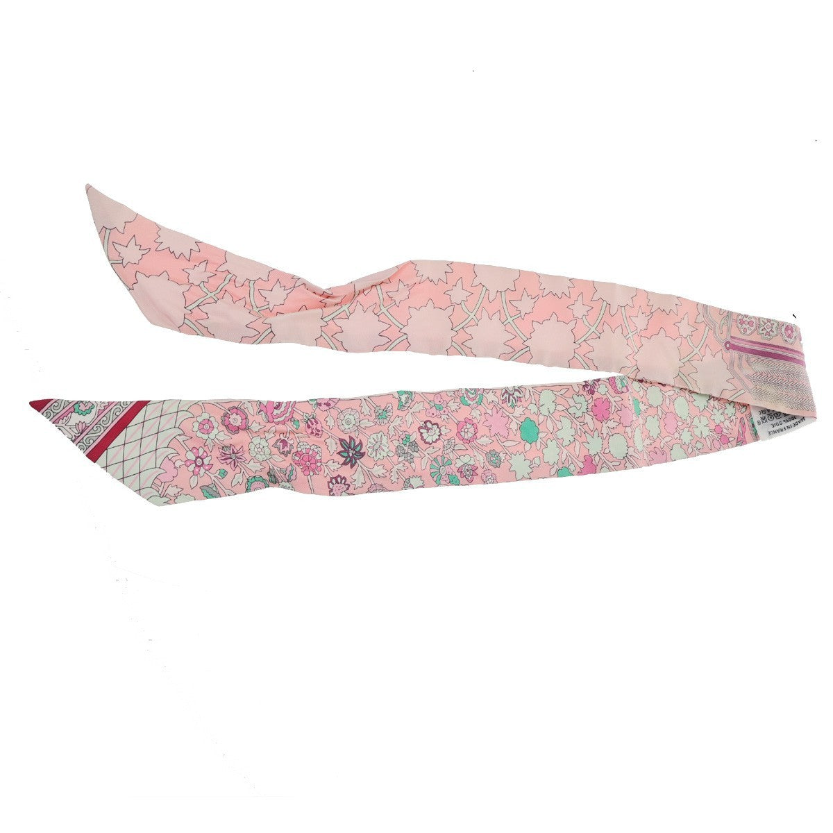 HERMES Twilly Scarf " Tapis Persans " 100% Silk Pink France 63RQ092