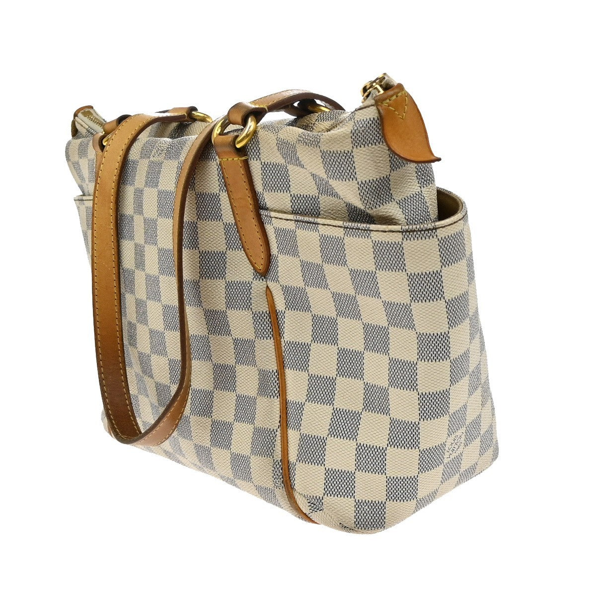 LOUIS VUITTON Totally PM Shoulder Bag Damier Azur Leather White N51261 84KB328