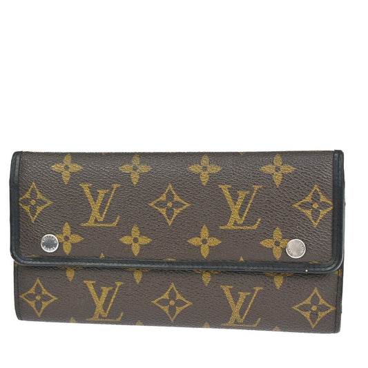 LOUIS VUITTON Long Trifold Wallet Purse Monogram Macassar Brown M60168 64GA626