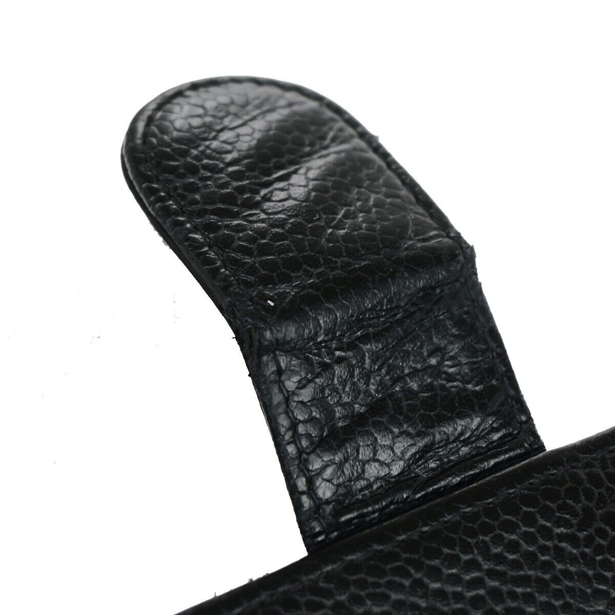 CHANEL CC Long Bifold Wallet Purse Caviar Skin Leather Black GHW Vintage 30SH861