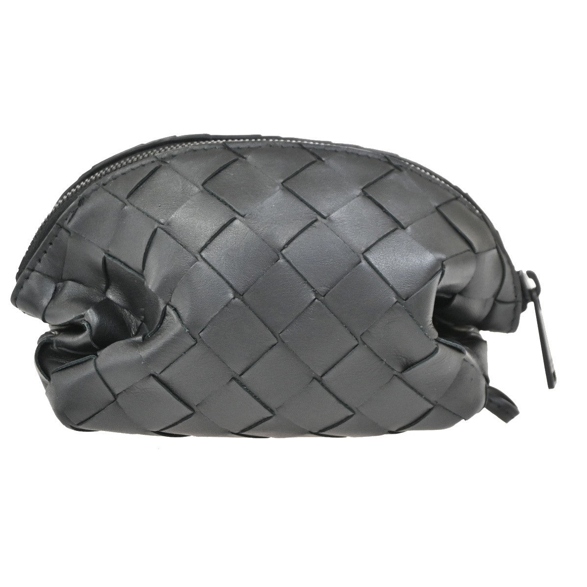 BOTTEGA VENETA Logo Intrecciato Mini Pouch Lambskin Leather Black 30RL546