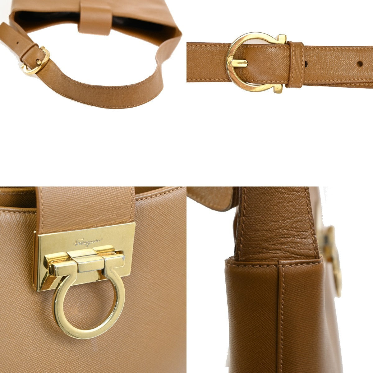 SALVATORE FERRAGAMO Sofia Gancini 2Way Shoulder Hand Bag Leather Brown 61TA284