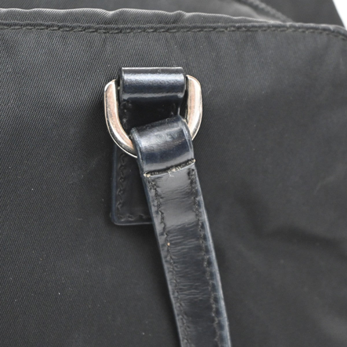PRADA MILANO Logo Tessuto Hand Bag Nylon Leather Black SHW Italy 33CA503