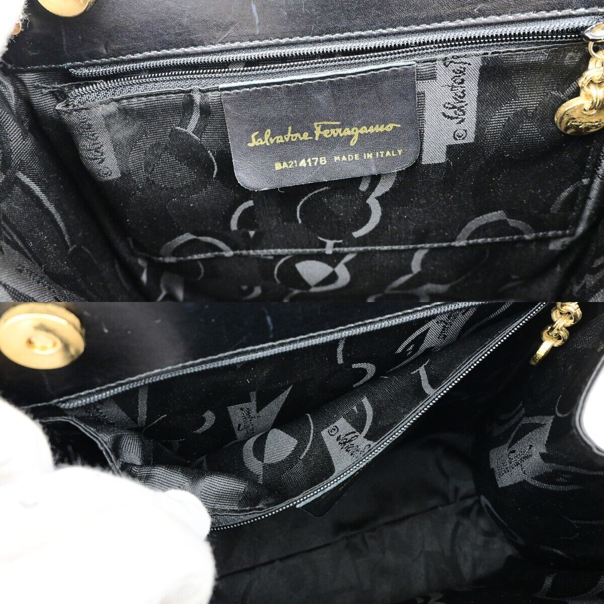 SALVATORE FERRAGAMO Vara 2Way Shoulder Hand Bag Leather Black GHW Italy 35YH085