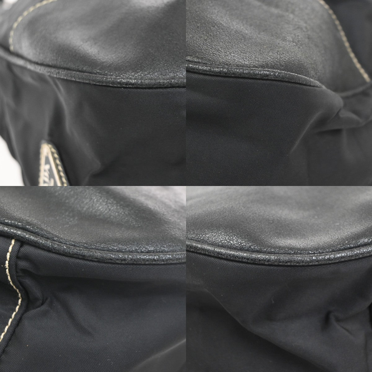 PRADA MILANO Logo Tessuto Shoulder Hobo Bag Nylon Leather Black 65KC491