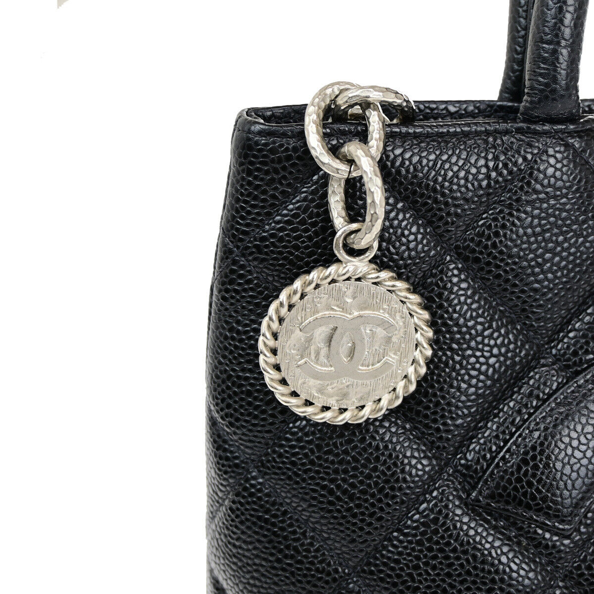 CHANEL CC Medallion Matelasse Shoulder Bag Caviar Skin Leather BK SHW 678RJ970