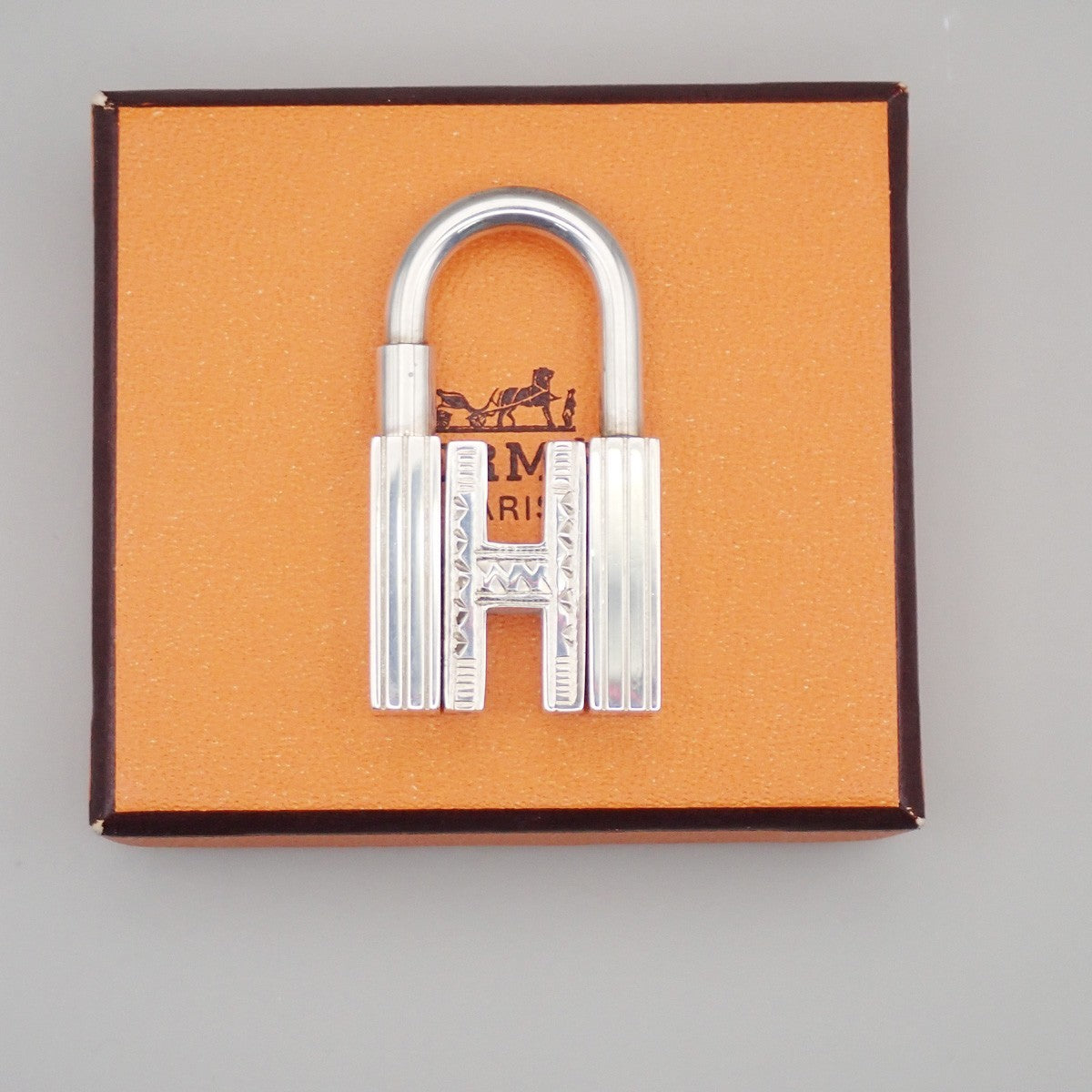 HERMES Logo Touareg H Cadena Padlock Charm Silver 925 SHW Accessory 31RL887
