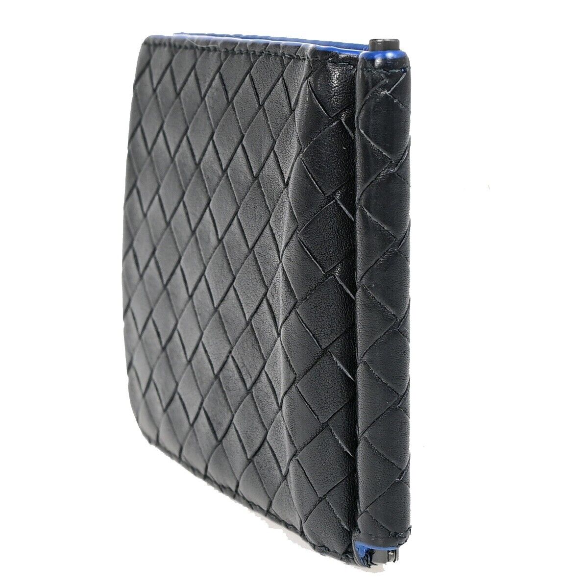 BOTTEGA VENETA Logo Intrecciato Bifold Compact Wallet Leather Black 08EC202