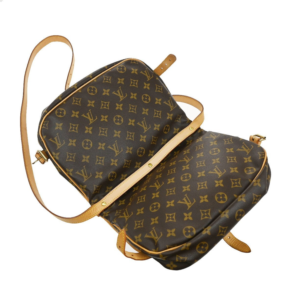 LOUIS VUITTON Logo Saumur 30 Shoulder Bag Monogram Leather Brown M42256 55CA088