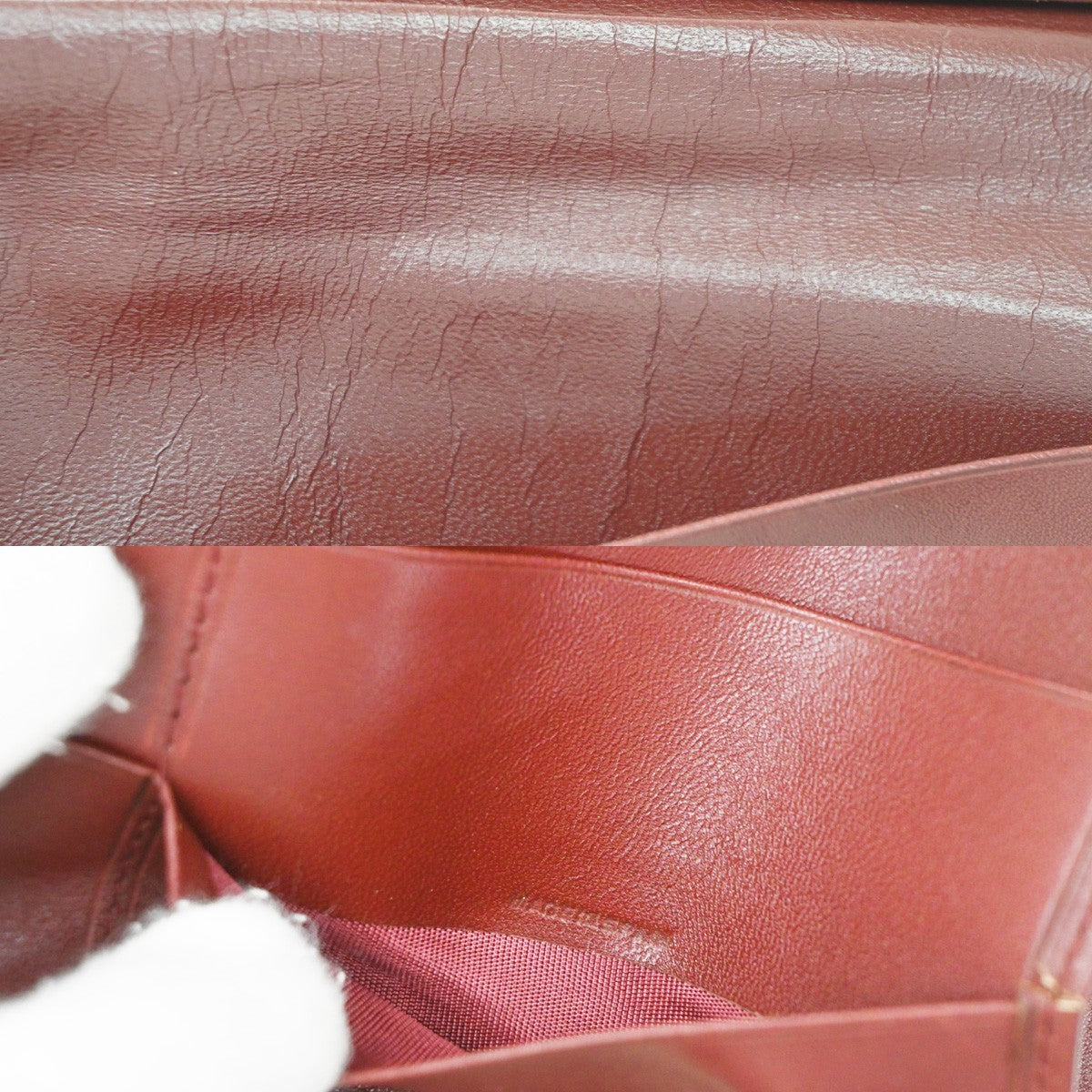 Must De Cartier 2C Logo Bifold Long Wallet Purse Leather Red Spain 08KD162