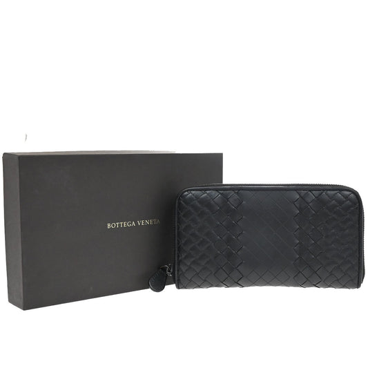 BOTTEGA VENETA Intrecciato Long Zipper Around Wallet Leather Black 65EG120