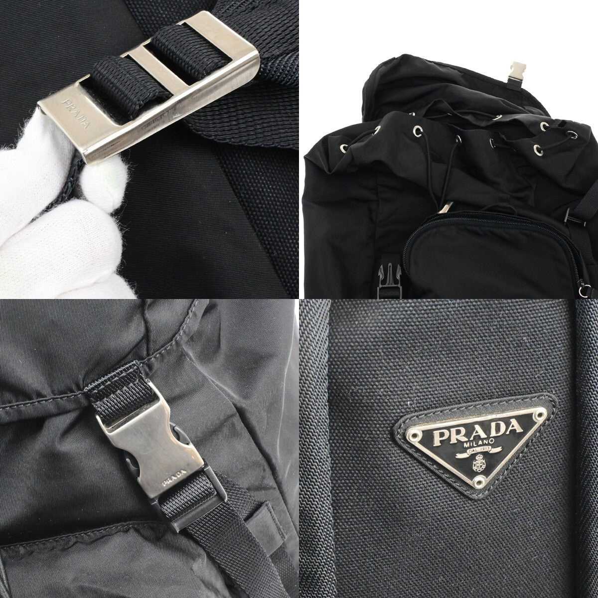 PRADA Logo Tessuto Backpack Bag Nylon Black Nero SHW Made in Italy 20RF241