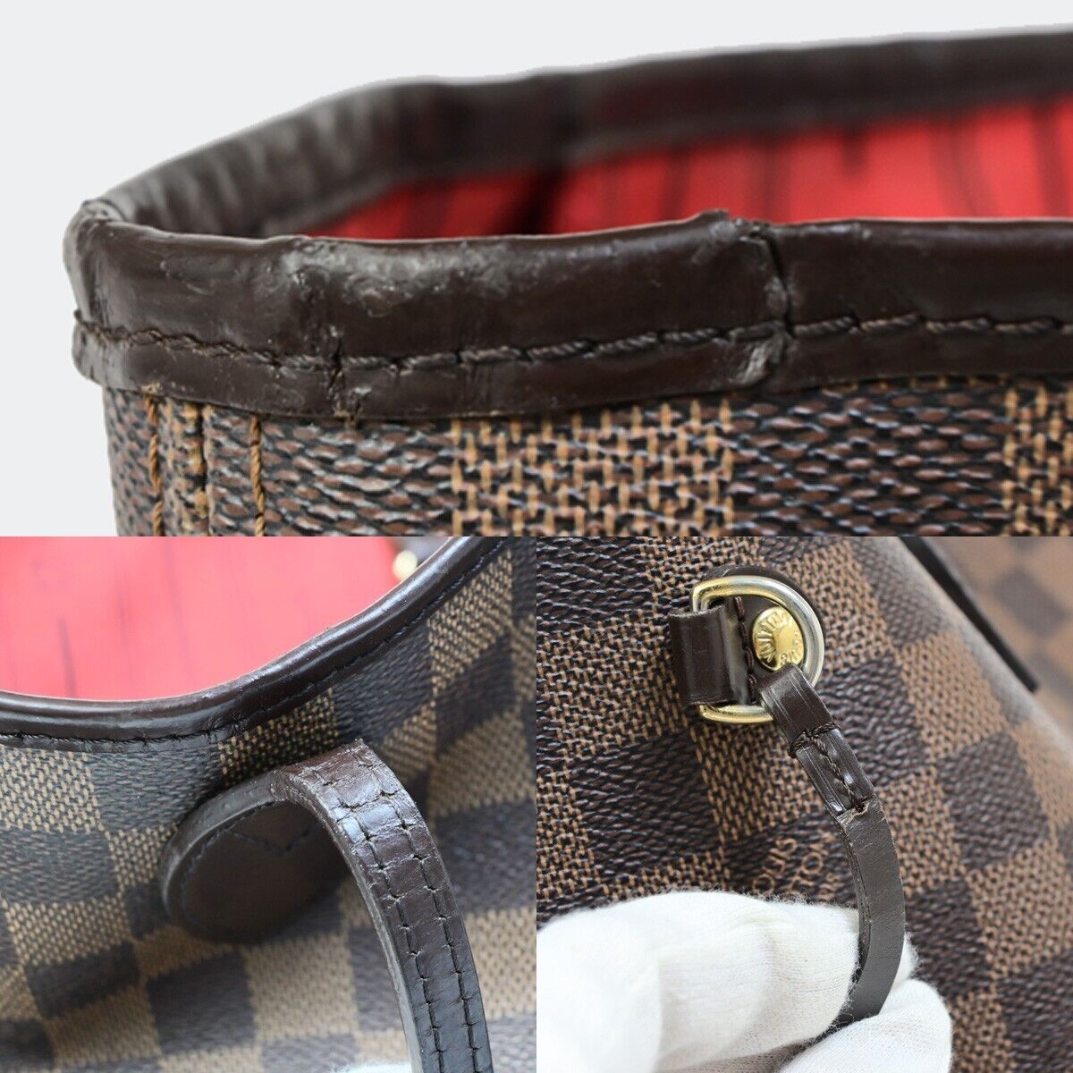 LOUIS VUITTON Neverfull MM Shoulder Tote Bag Damier Leather Brown N51105 90EB850