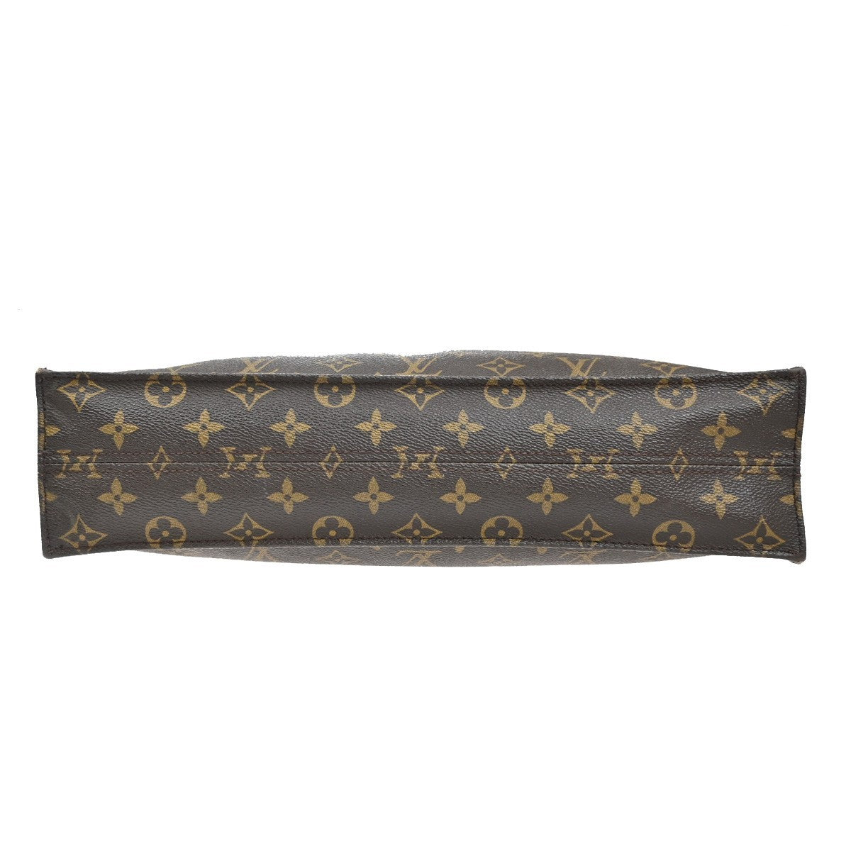 LOUIS VUITTON Logo Sac Plat Hand Tote Bag Monogram Leather Brown M51140 61TA072
