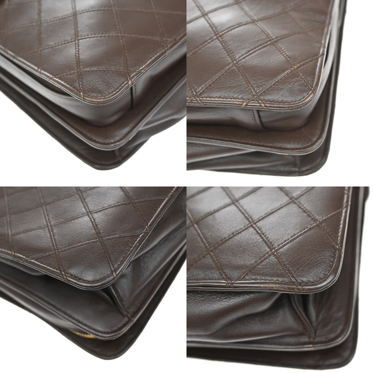 CHANEL Logo Bicolore Business Briefcase Hand Bag Leather Brown GHW VTG 45RL314