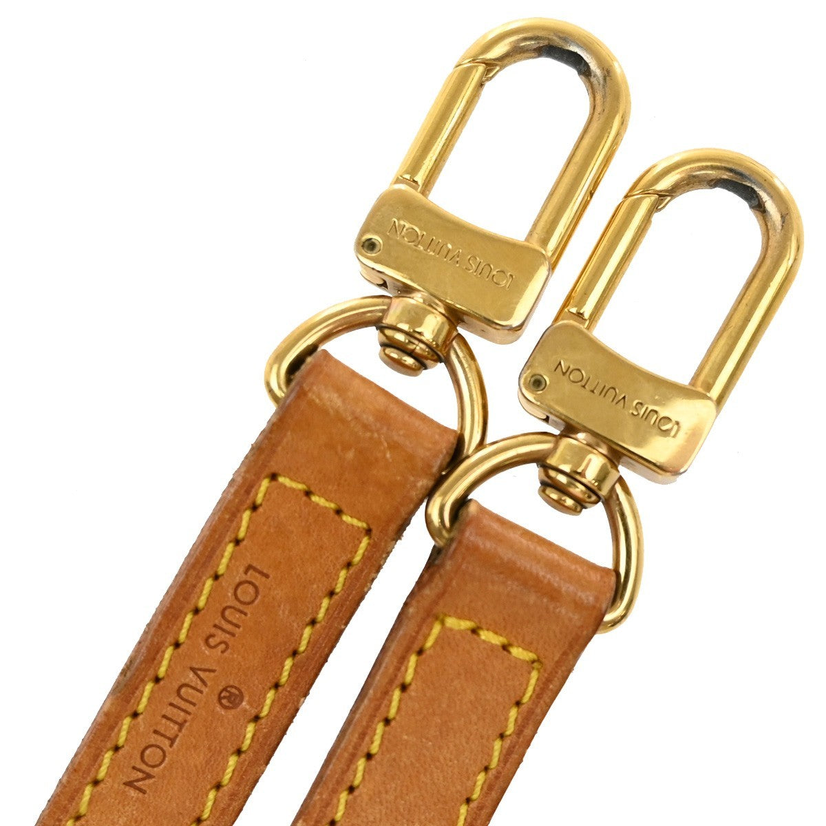 LOUIS VUITTON Logo Shoulder Strap Leather Brown Gold Bag Accessory 69KB410