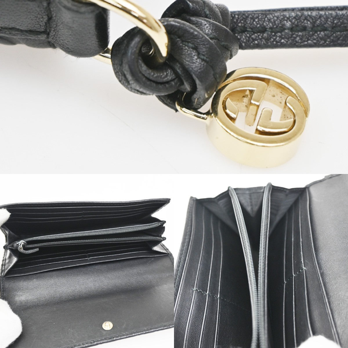 GUCCI Logo Micro Guccissima GG Pattern Long Wallet Leather Black GHW 32KC169