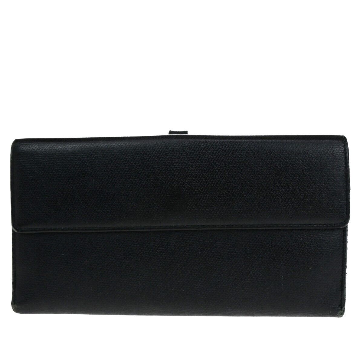 CHANEL CC Logo Long Bifold Wallet Purse Leather Black GHW France 33EB272