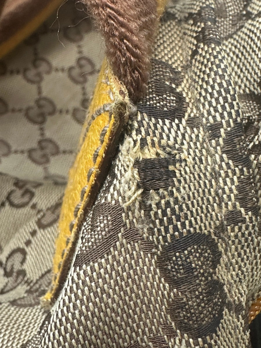 GUCCI GG Canvas Shoulder Tote Bag Leather canvas Yellow Italy 66CA368