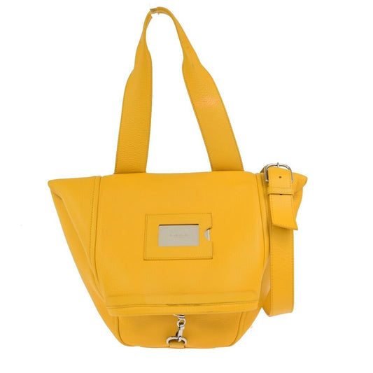 BALENCIAGA Logo 2Way Shoulder Hand Bag Leather Yellow Silver 87ED917