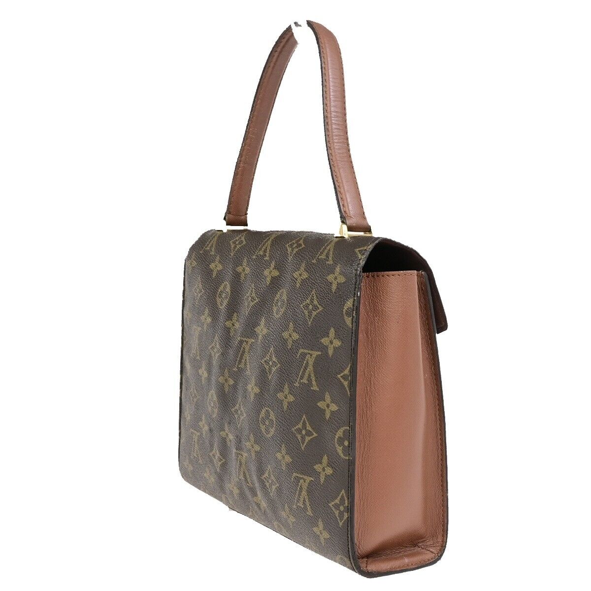 LOUIS VUITTON LV Logo Malesherbes Hand Bag Monogram Leather Brown M51379 65SJ507