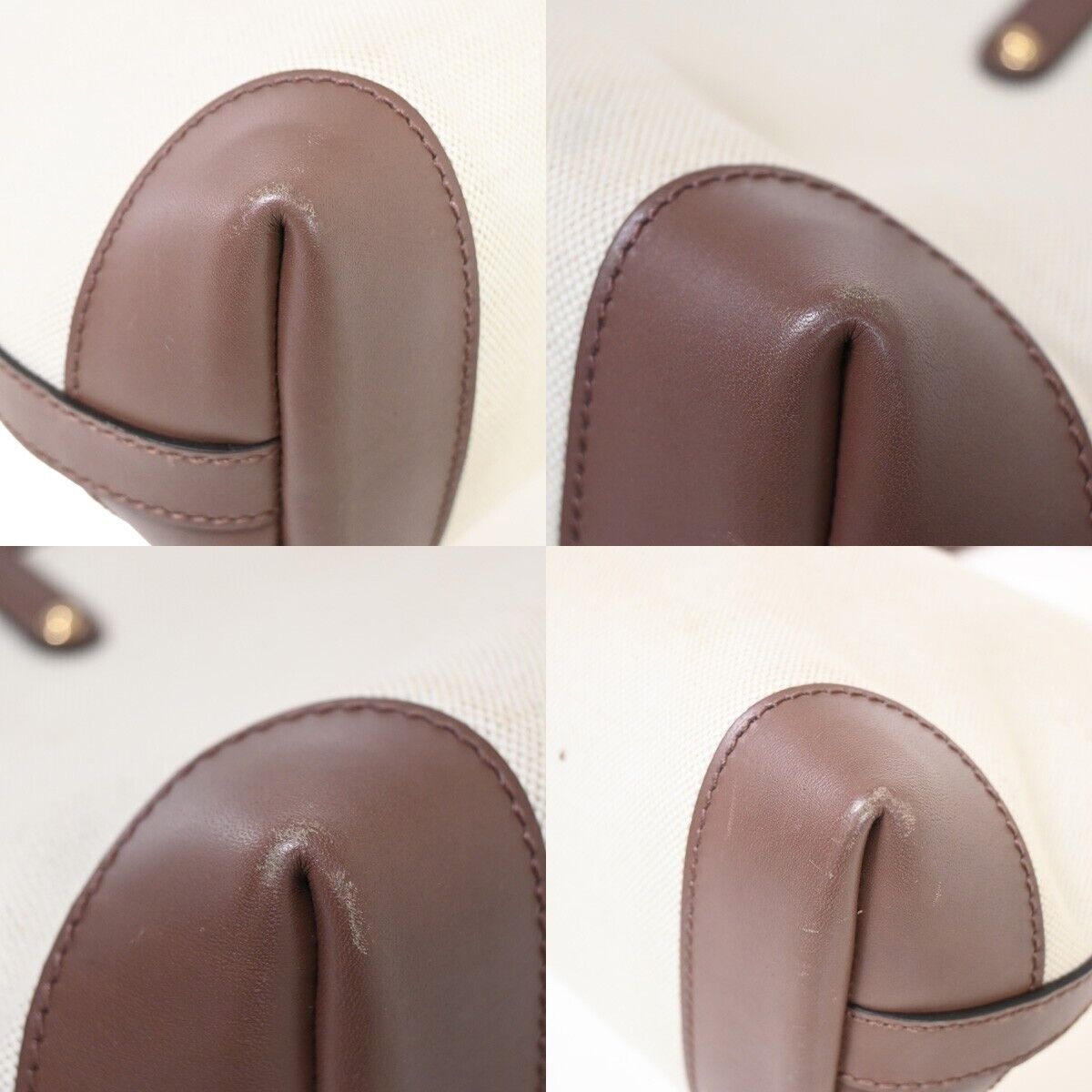 GUCCI Logo Shoulder Hand Tote Bag Pouch Canvas Leather Brown Gold Italy 72YD994