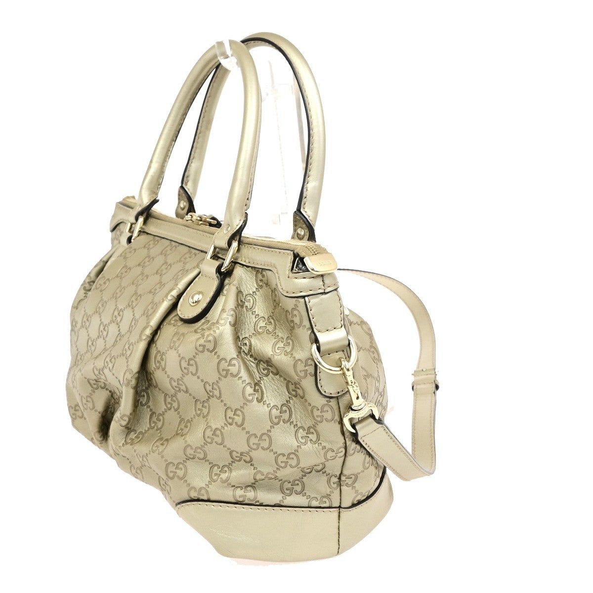 GUCCI GG Logo Sukey Shoulder Hand Bag Canvas Leather Gold GHW Italy 12CB048