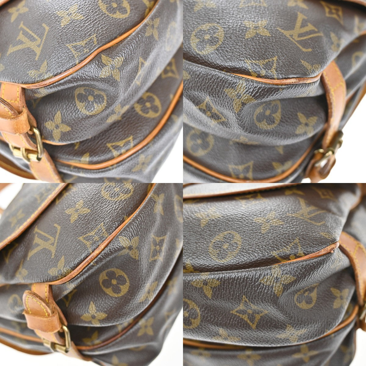 LOUIS VUITTON Logo Saumur 30 Shoulder Bag Monogram Leather Brown M42256 31KB564