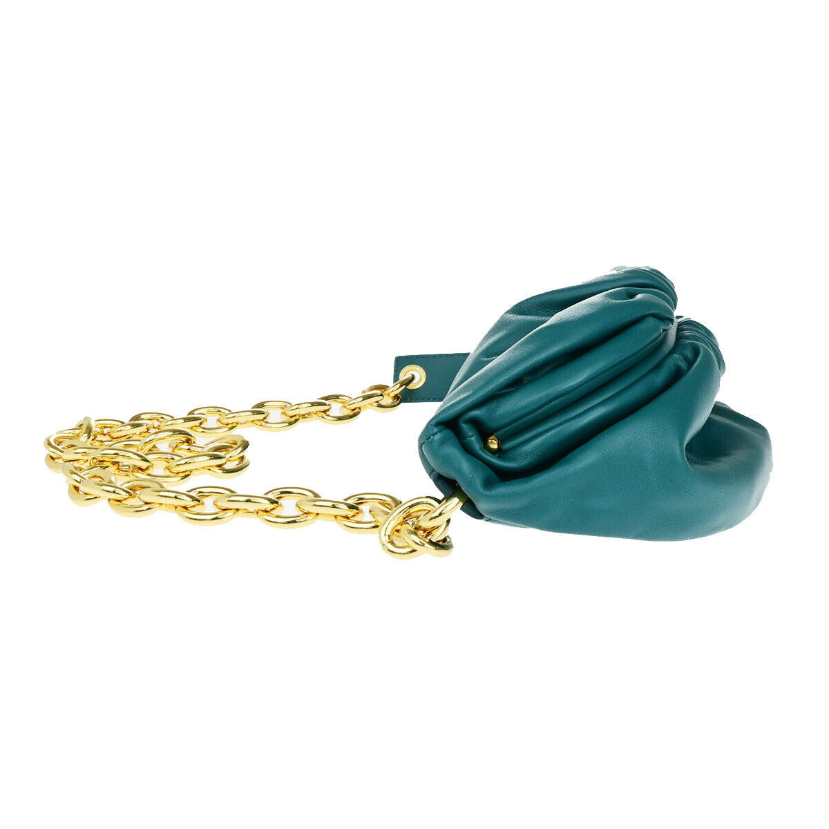 BOTTEGA VENETA Logo The Chain Pouch Body Shoulder Bag Leather Blue GHW 609RK531