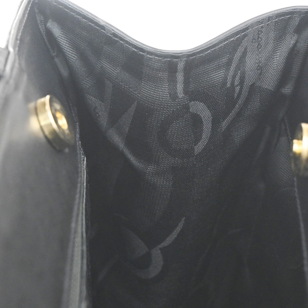 SALVATORE FERRAGAMO Vara Tote Shoulder Bag Canvas Leather Black GHW 66TA485