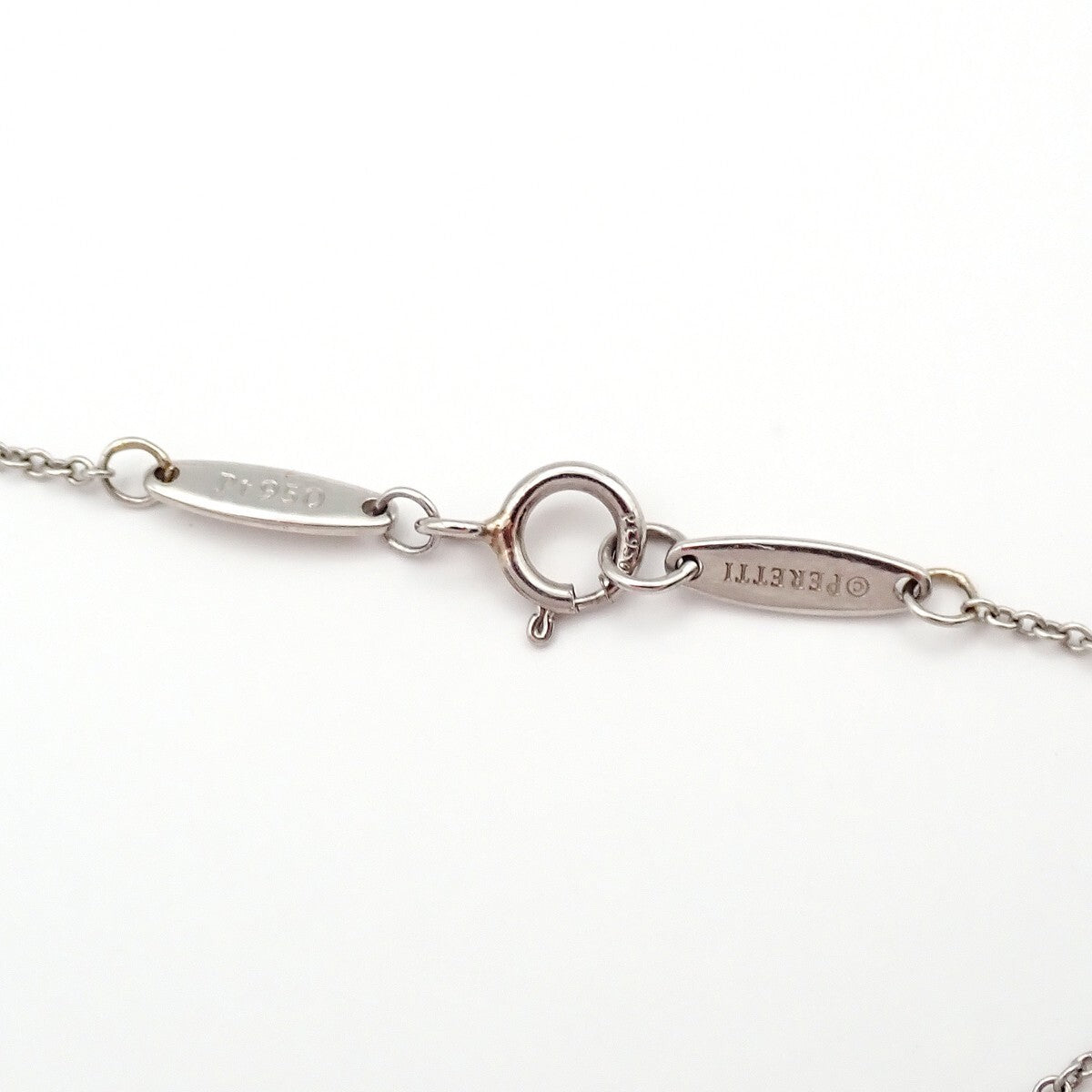 TIFFANY & CO. By The Yard Single Diamond Pendant Necklace Pt 950 Silver 10RK965