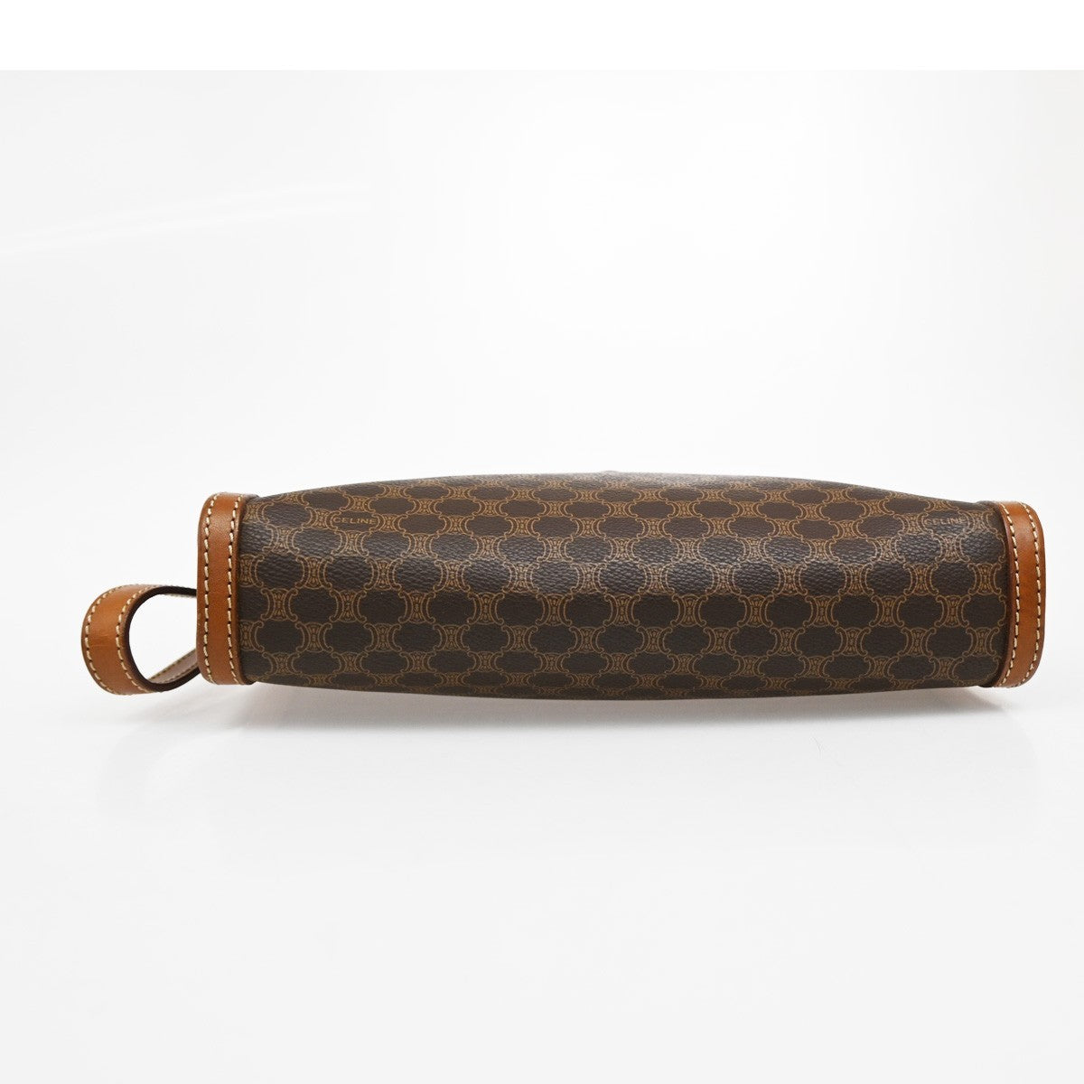 CELINE Logo Macadam Pattern Clutch hand Bag PVC Leather Brown GHW Italy 02KB682