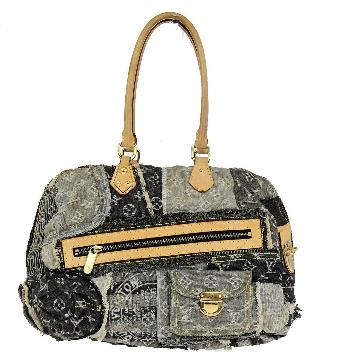 LOUIS VUITTON Bowie Hand Bag Monogram Denim Patchwork Leather GY M95377 621ED351
