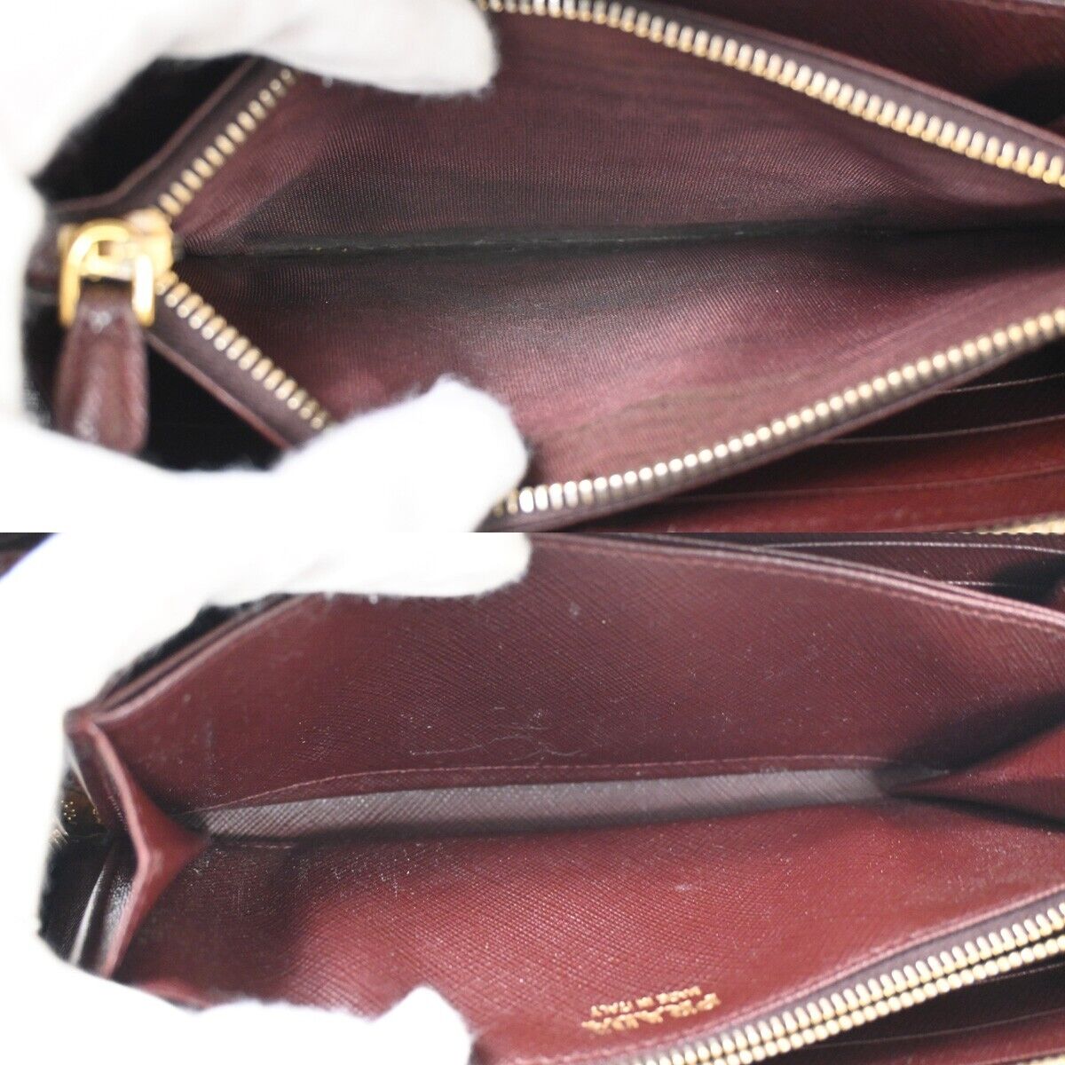 PRADA Logo Saffiano Long Zipper Wallet Purse Leather Brown GHW Italy 02YD998
