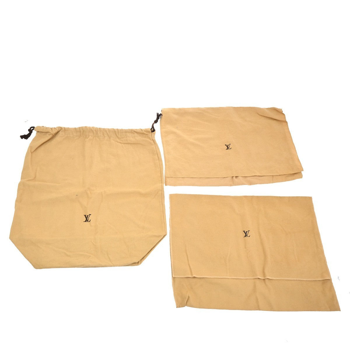 LOUIS VUITTON Logo 10 Set Dust Bag Drawstring Canvas Cotton Beige Brown 01KB917