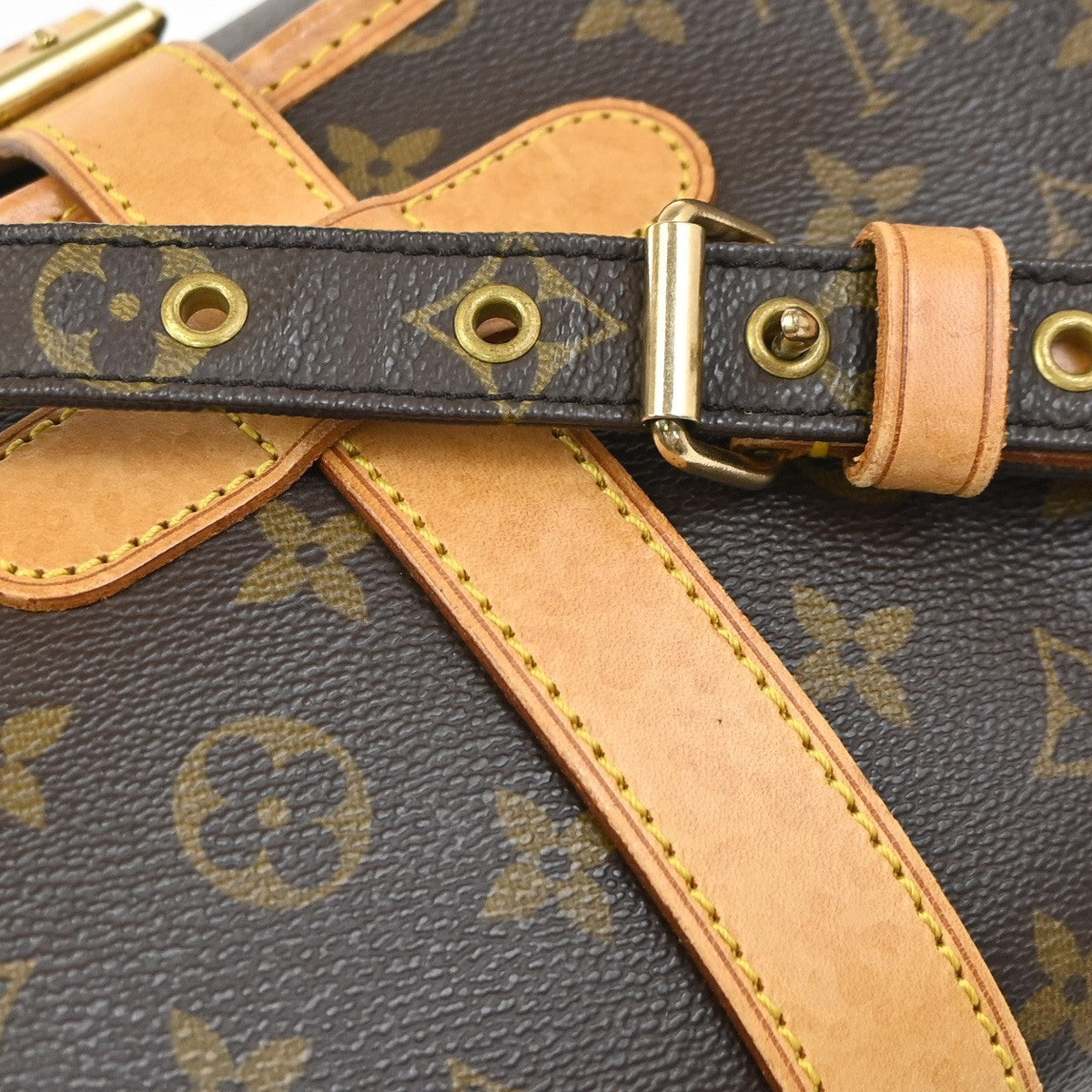 LOUIS VUITTON Logo Marne Shoulder Bag Monogram Leather Brown M51369 70YH918