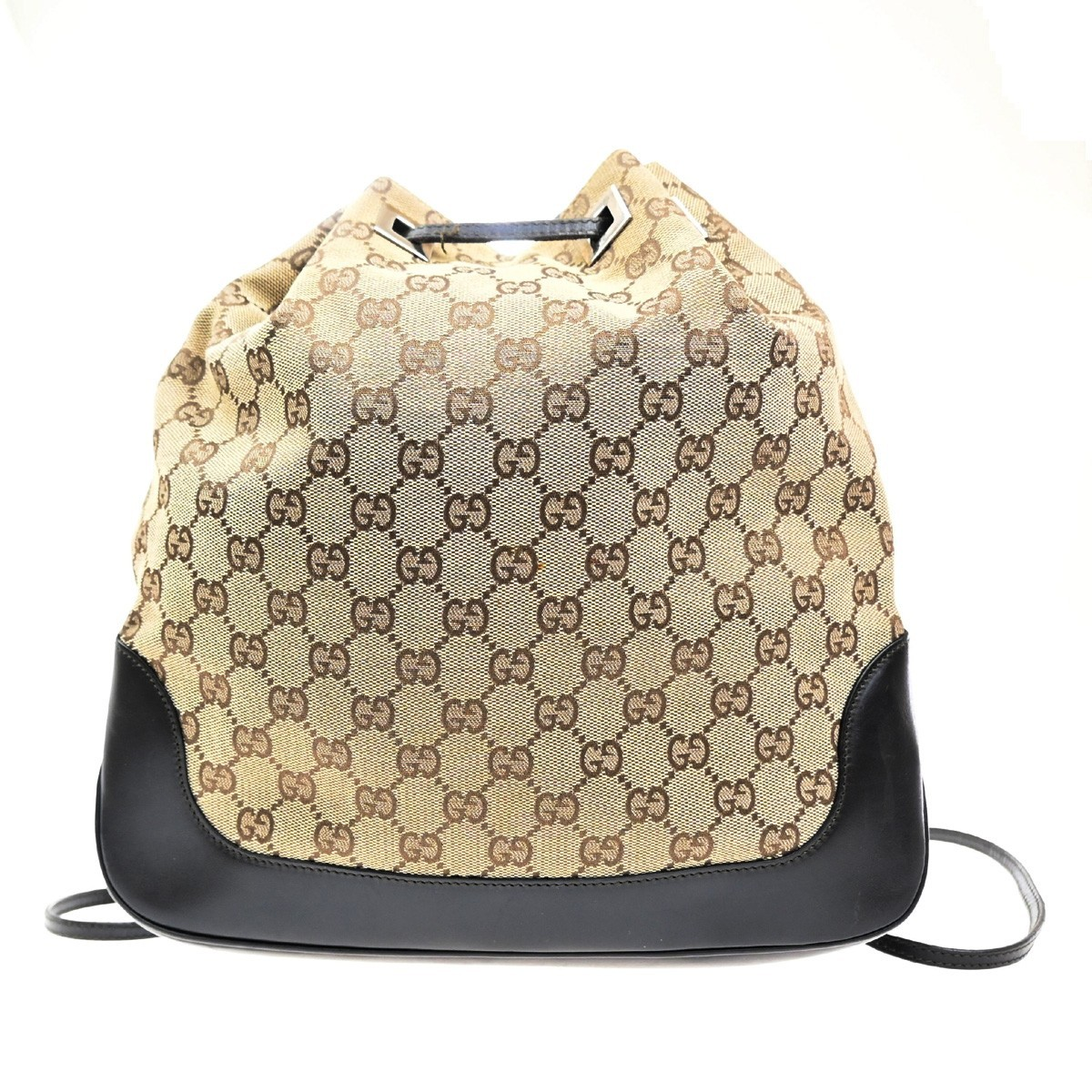 GUCCI GG Logo Backpack Canvas Leather  Brown Italy SHW 35KB706