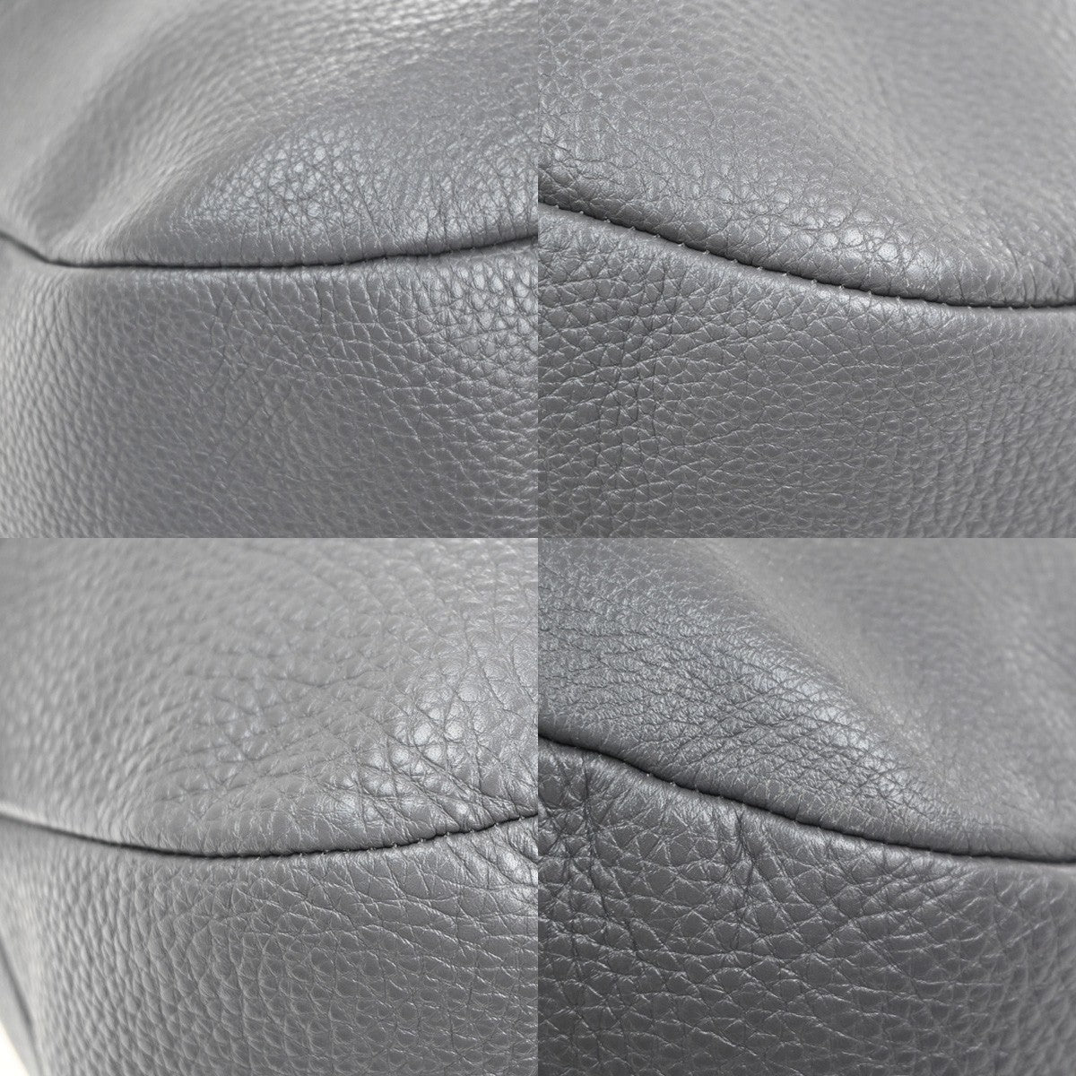 SALVATORE FERRAGAMO Logo Gancini Shoulder Hand Bag Leather Gray Italy 67KD031