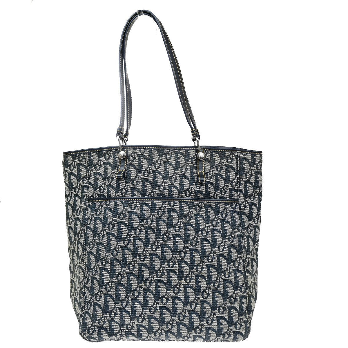 CHRISTIAN DIOR Trotter Pattern Shoulder Tote Bag Canvas Leather BE Italy 76MA704
