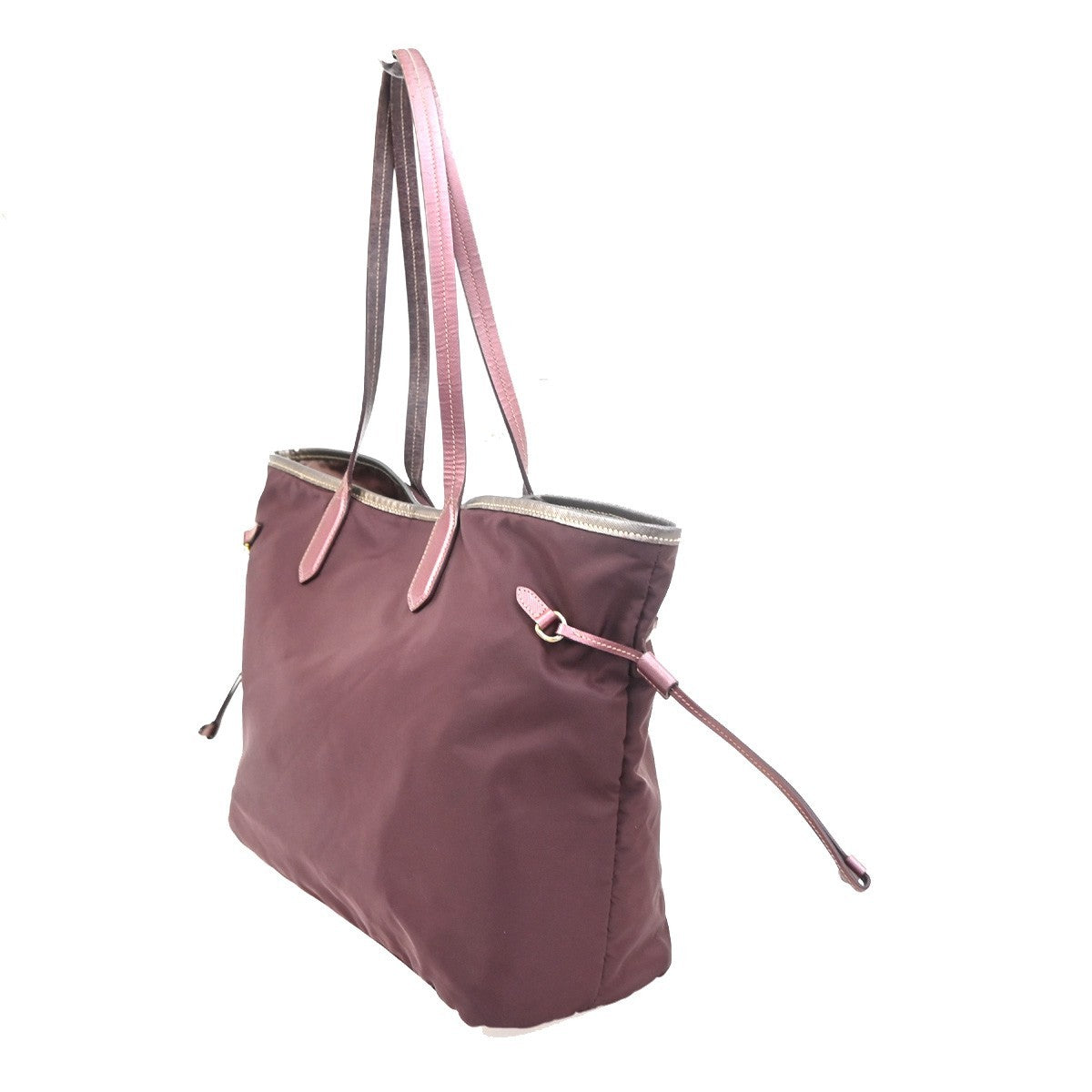 PRADA Logo Tote Shoulder Tote Bag Nylon Saffiano Leather Pink Red GHW 88KC483